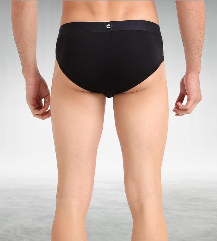 FREECULTR Men's Underwear Organic Cotton (Ultrasoft Waistband) Premium Snug-Fit Brief Pack of 2-Black,White view 5