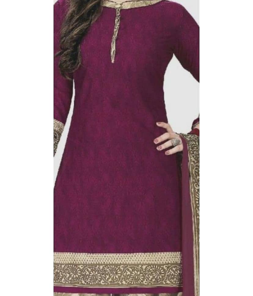 Kkrish Unstitched Crepe Printed Dress Material - Magenta ( Pack of 1 ) view 2