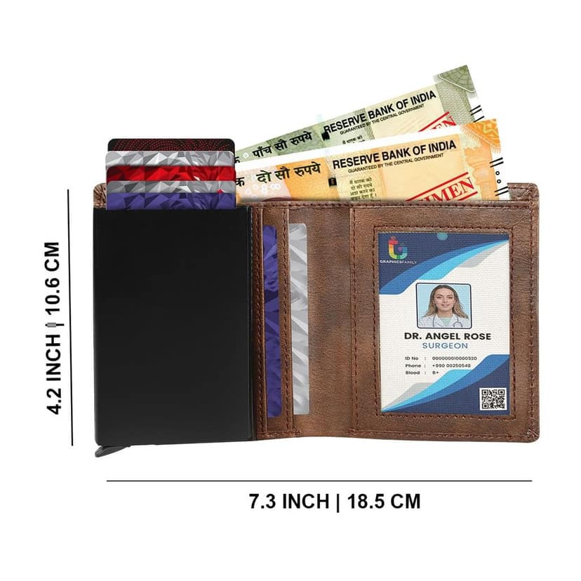 Premium Faux Leather Wallet for Men, 9 Card Slots, Coin Box, 18.3 cm, Tan Brown view 3