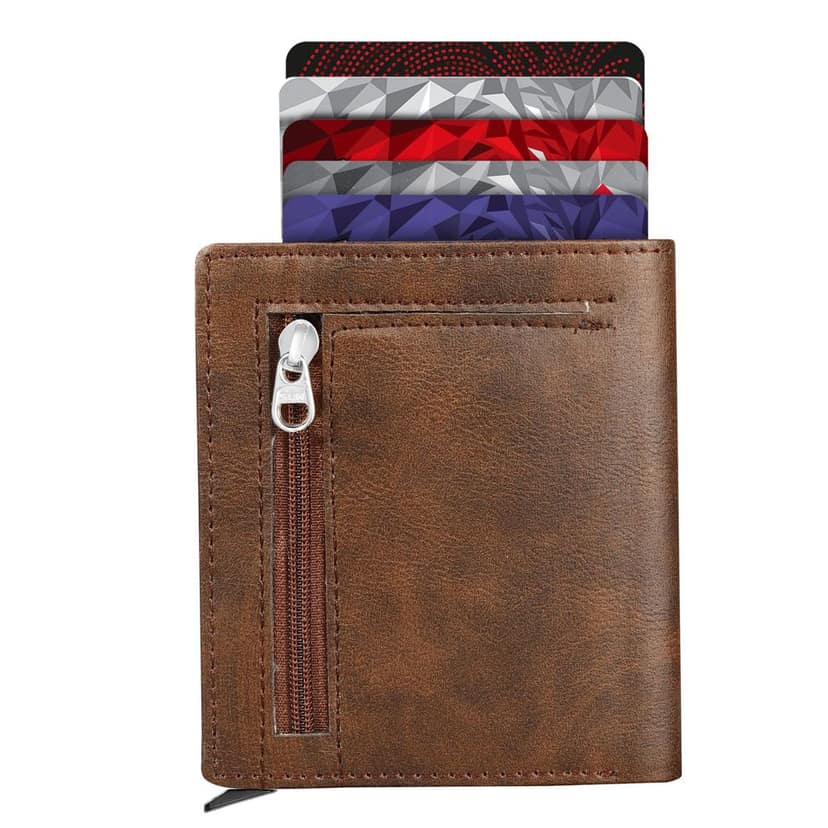 Premium Faux Leather Wallet for Men, 9 Card Slots, Coin Box, 18.3 cm, Tan Brown view 5