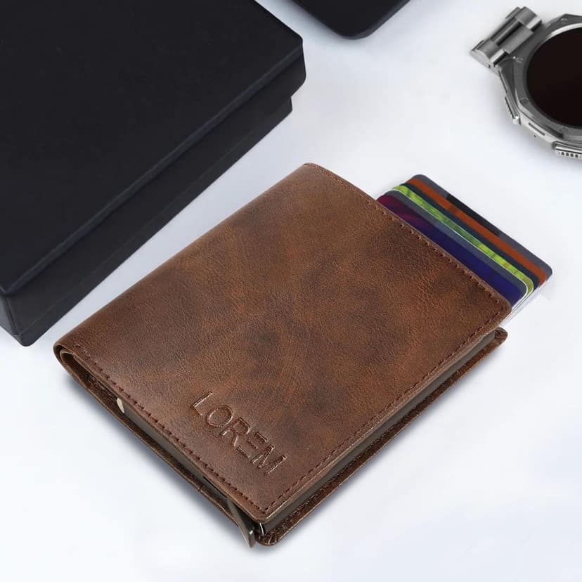 Premium Faux Leather Wallet for Men, 9 Card Slots, Coin Box, 18.3 cm, Tan Brown view 8
