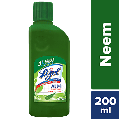 Lizol Disinfectant Surface & Floor Cleaner Liquid - Neem, 200 ml