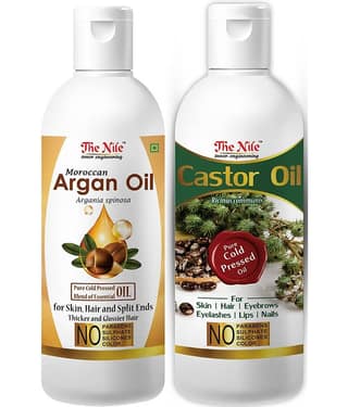 The Nile Argan Oil 150 ML + Castor Oil 200 ML Hair Oil 350 mL Pack of 2