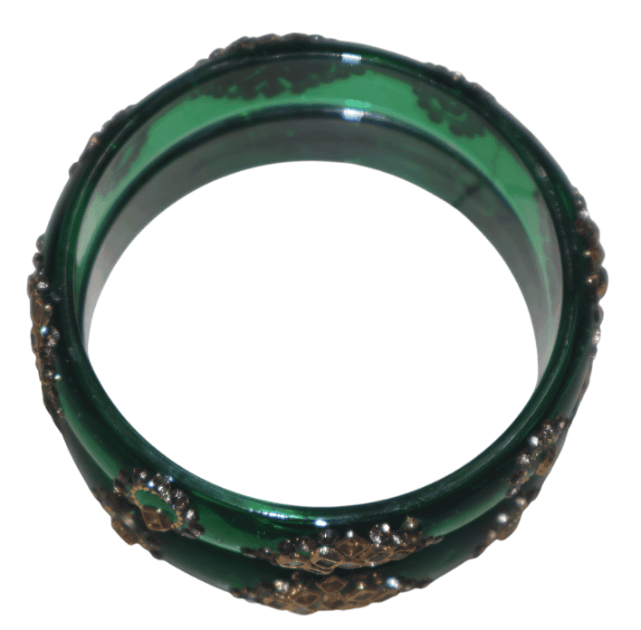 Emerald Green Embellished Bangles - Ethnic Indian view 4