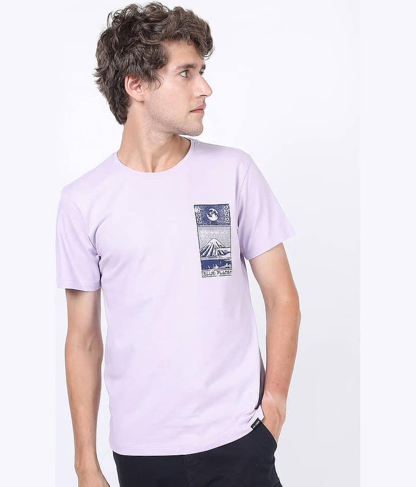 Highlander Men Cotton Slim Fit Printed T-Shirt ( Purple ) view 3