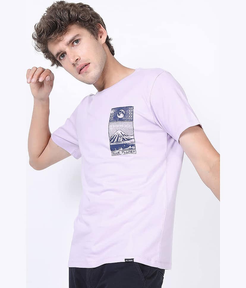 Highlander Men Cotton Slim Fit Printed T-Shirt ( Purple ) view 5