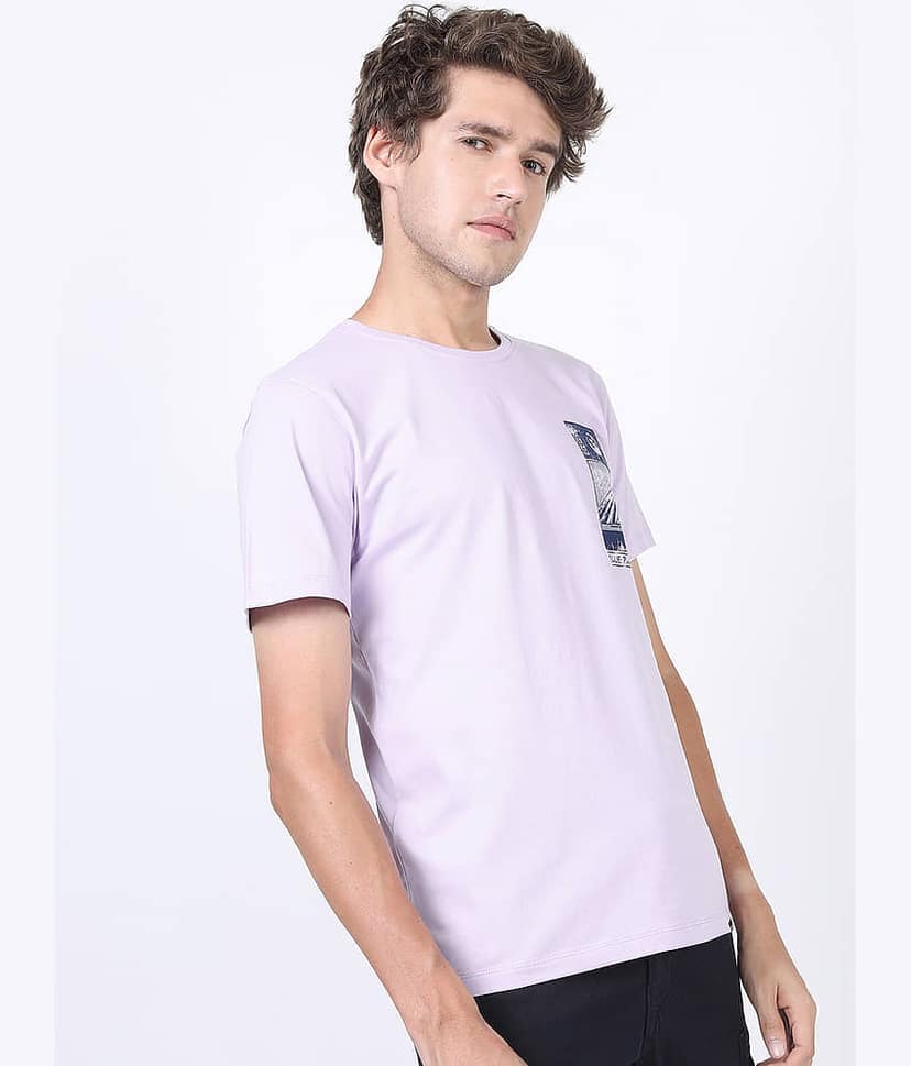 Highlander Men Cotton Slim Fit Printed T-Shirt ( Purple ) view 6