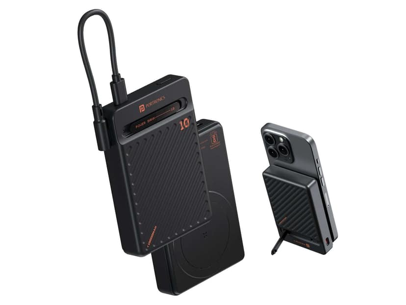 Portronics Chyro 15W Wireless Charging, 20W Max Wired Output, MagSafe Mobile Stand, Bi-Directional Type C Dual Port