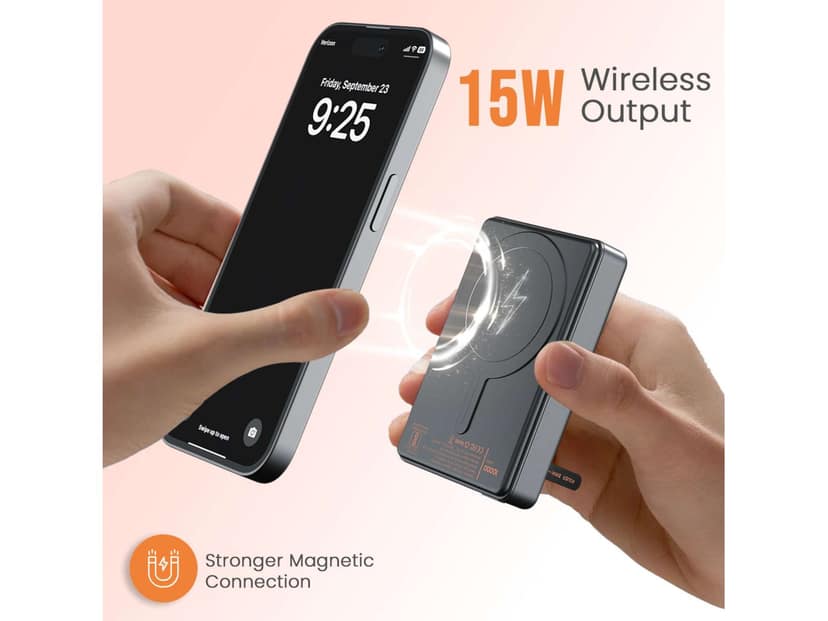 Portronics Chyro 15W Wireless Charging, 20W Max Wired Output, MagSafe Mobile Stand, Bi-Directional Type C Dual Port view 2