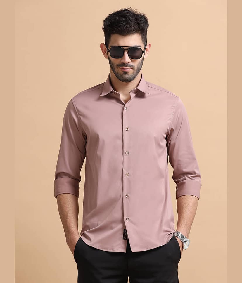 Paul Street Polyester Slim Fit Solids Full Sleeves Men's Casual Shirt - Mauve ( Pack of 1 ) view 3