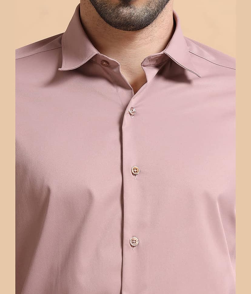 Paul Street Polyester Slim Fit Solids Full Sleeves Men's Casual Shirt - Mauve ( Pack of 1 ) view 4