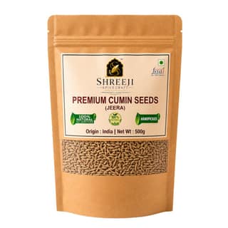 Shreeji Spicecraft Whole Cumin Seeds Jeera 500g | Authentic Aromatic Indian Spices for Cooking | Resealable Pouch
