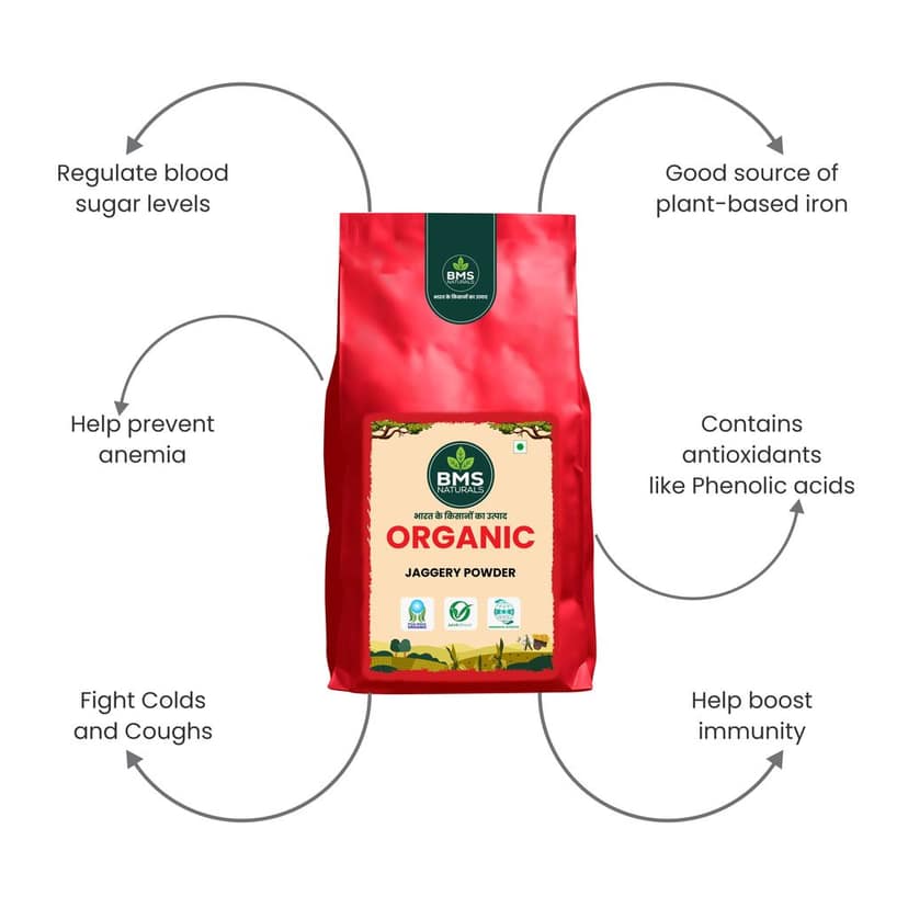 BMS Naturals Organic Jaggery Powder - Natural Sweetener from Indian Farmers view 4