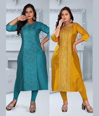 Hetsa Women Chanderi Embroidered A-line Kurti ( Multicolor )