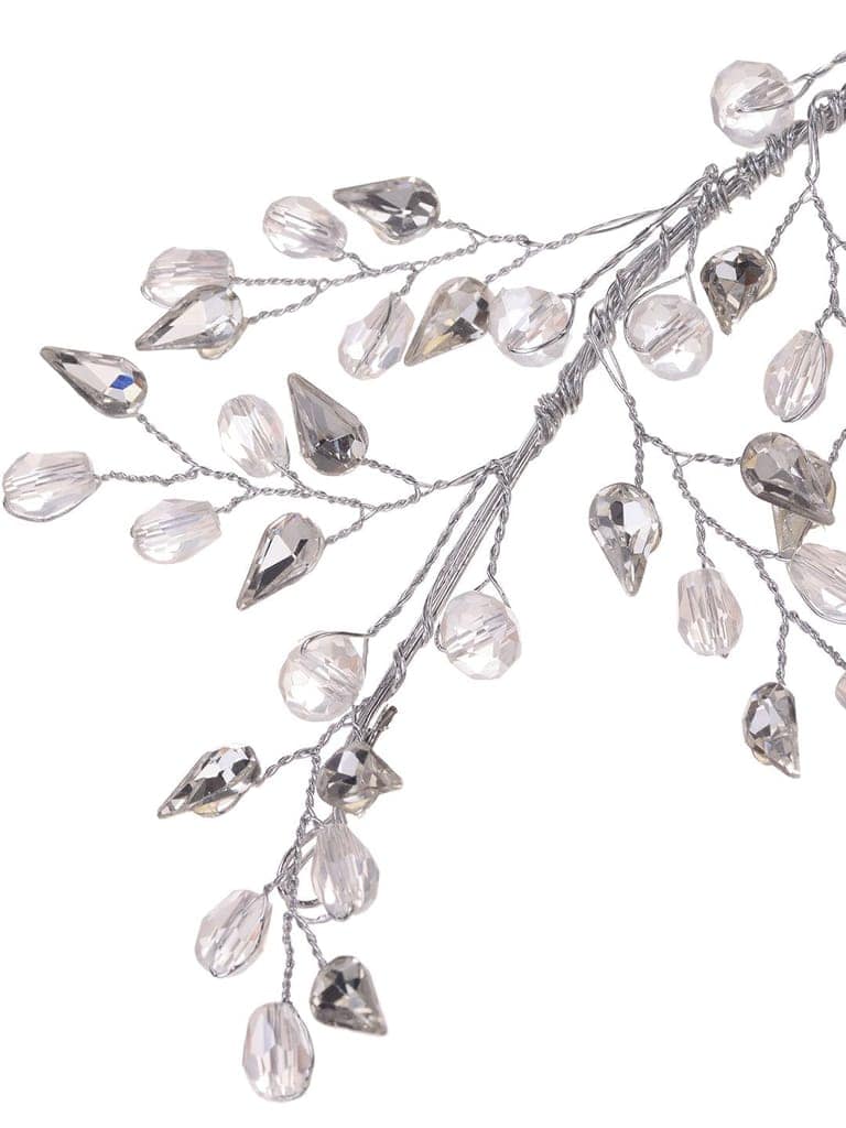 Silver Toned White Pearl Embellished Tiara For Girls & Women view 5