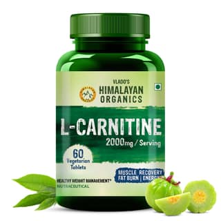 Vlado's Himalayan Organics L-Carnitine 2000 Mg | Healthy Weight Management | Supports Muscle Recovery, Boost Energy, Endurance, And Fat Burn 60 Vegetarian Tablets
