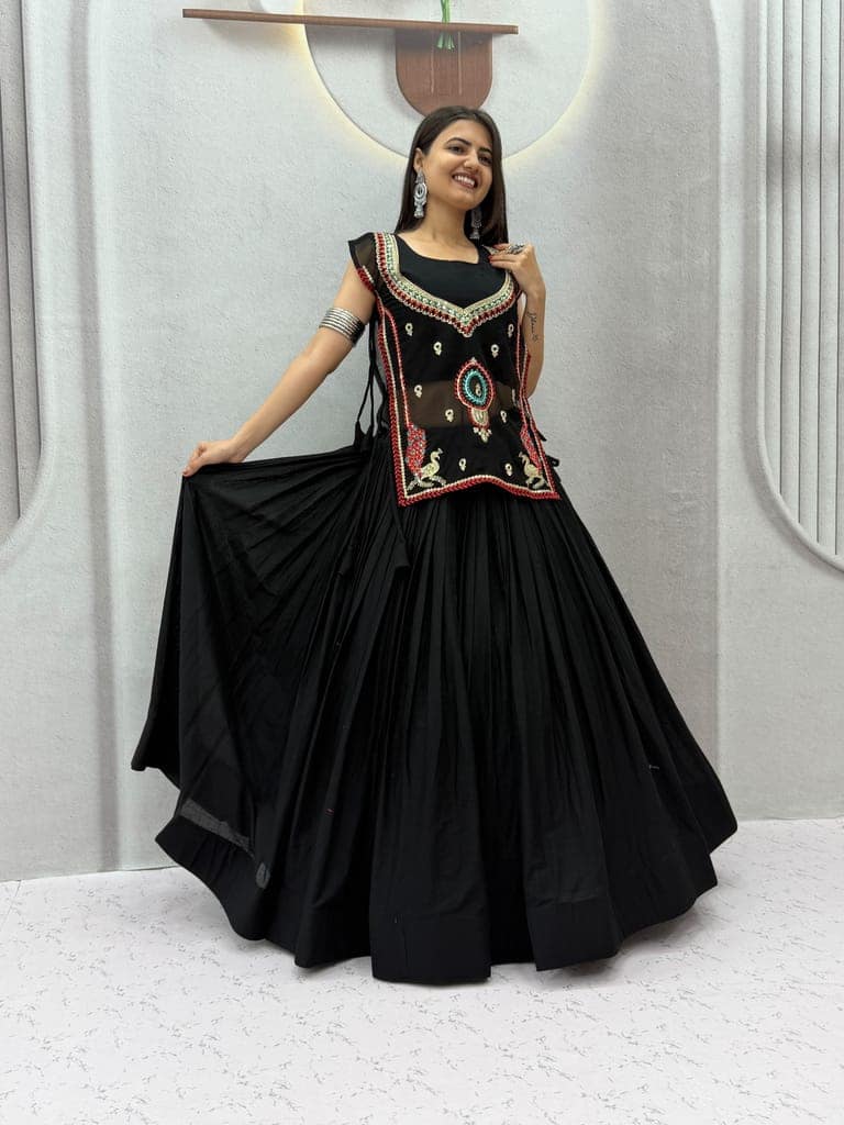 Traditional Black Lehenga Choli for Women | Festive Garba & Dandiya Night Outfit