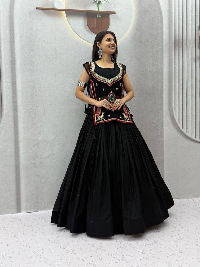 Traditional Black Lehenga Choli for Women | Festive Garba & Dandiya Night Outfit view 10