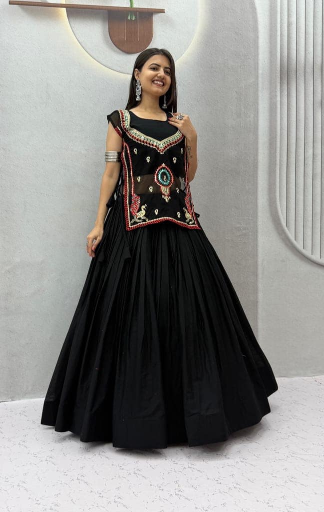 Traditional Black Lehenga Choli for Women | Festive Garba & Dandiya Night Outfit view 4