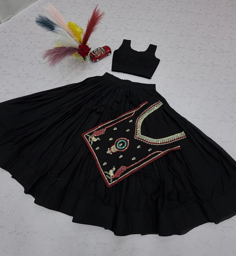 Traditional Black Lehenga Choli for Women | Festive Garba & Dandiya Night Outfit view 6