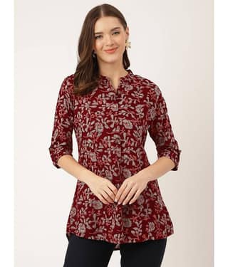 Divena Women's Cotton Regular Top ( Maroon )