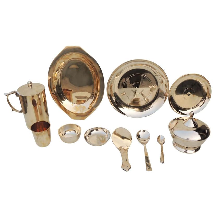 Puer Bronze, Kansa Dinner Set With Multiple Items (BCMAS153 A) view 2