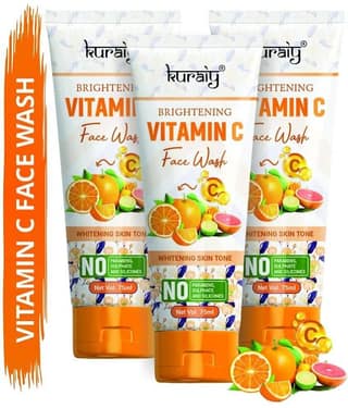 KURAIY Vitamin C Facial Cleanser Fade Dark Circles Eye Cream Facial Skin Care Pack Of 3