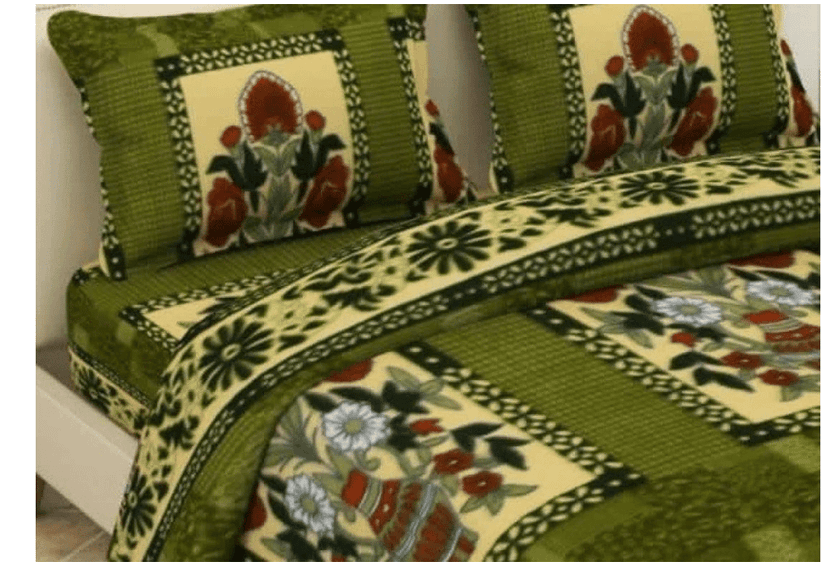 ELOHIM Warm Bedsheets for Winter Double Bed with 2 Pillow Covers | Woolen Bedsheets | AC Blankets | Bedsheets King Size,90x100 Inch (Green) view 2