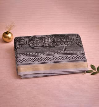 Heritage Motif Block Print Maheshwari Saree