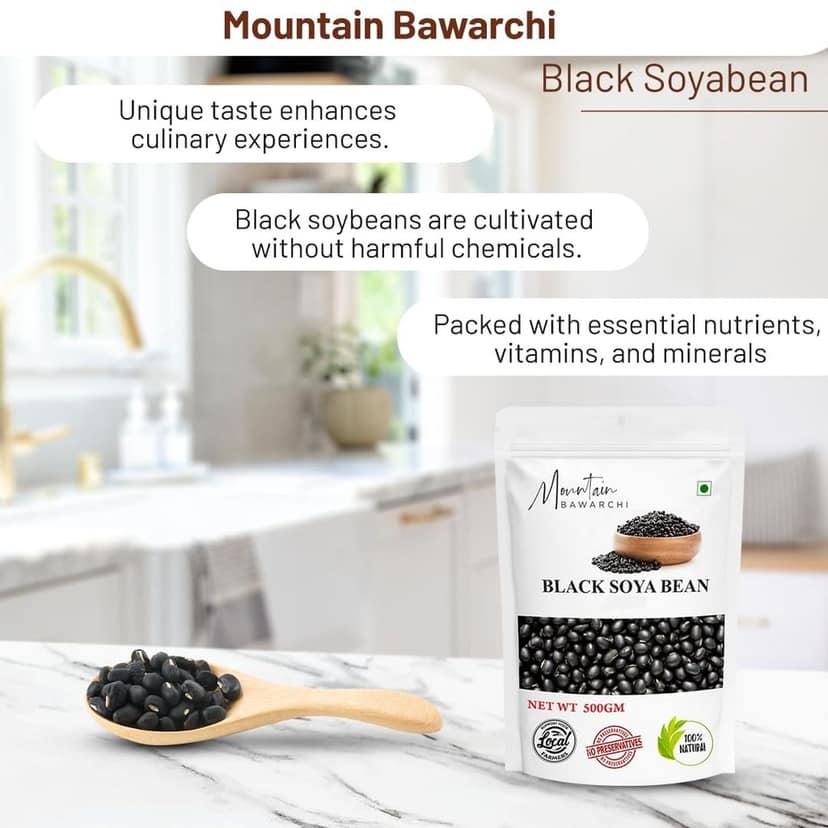 Mountain Bawarchi Pure and Natural Bhatt Dal | Black Bean | Black Soyabean | 500g (Pack of 2) view 4