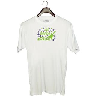 UDNAG Unisex Round Neck Graphic Teacher Student, 2nd grade rockstar Polyester T-Shirt White