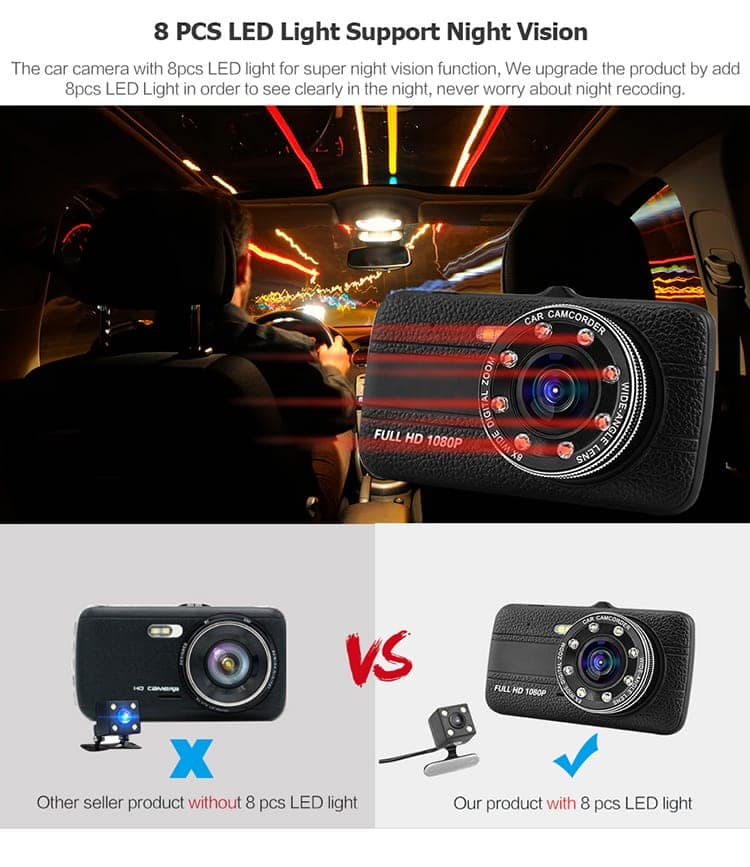 AUSHA Front & Rear Dual Dash Cam | 1080P Full HD, Night Vision, Parking Assist & G-Sensor view 9
