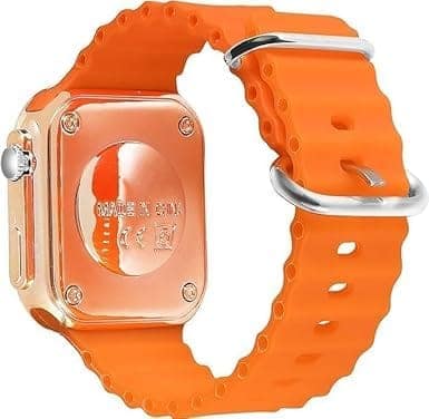 T800 Ultra Smart Watch with Orange Strap, Bluetooth Connectivity, Fitness Tracking, HD Display view 3