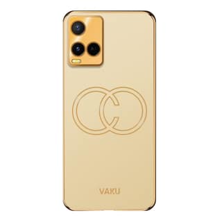 Vaku Luxos Skylar Back Cover Case for Vivo Y21 / Y21T / Y21e / Y33s with Leather Pattern Design Gold Electroplated Soft TPU Cover, Shockproof Protective Case - Gold
