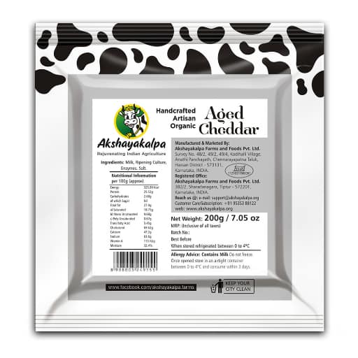 Akshayakalpa - Organic Cheddar Plain Aged Cheese 200 gms view 2