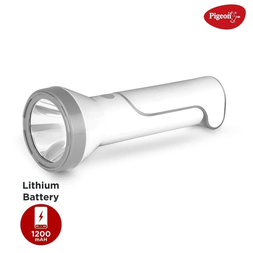 Pigeon Dhruv Shine 2 in 1 Desk and Torch Emergency Lamp with 1200 mAh and 8 Hours Backup (White, Pack of 1, Plastic) view 3