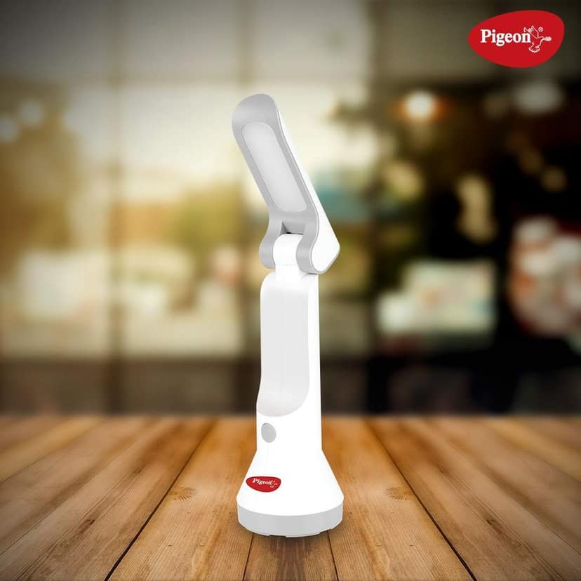 Pigeon Dhruv Shine 2 in 1 Desk and Torch Emergency Lamp with 1200 mAh and 8 Hours Backup (White, Pack of 1, Plastic) view 8