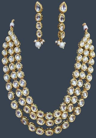 Kundan three layered partywear long necklace