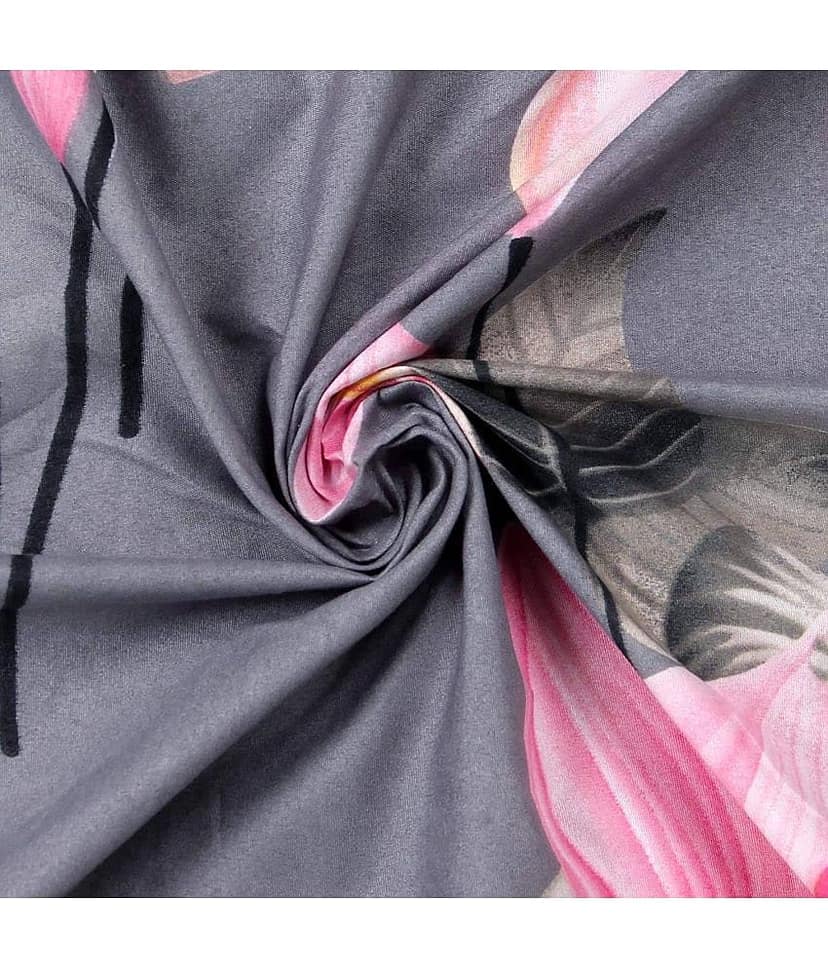 Neekshaa Cotton Floral Fitted Fitted bedsheet with 2 Pillow Covers ( Double Bed ) - Gray view 2