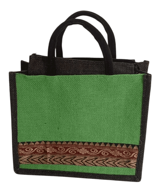 NLR RURALGreen Jute Bag with Brown Trim