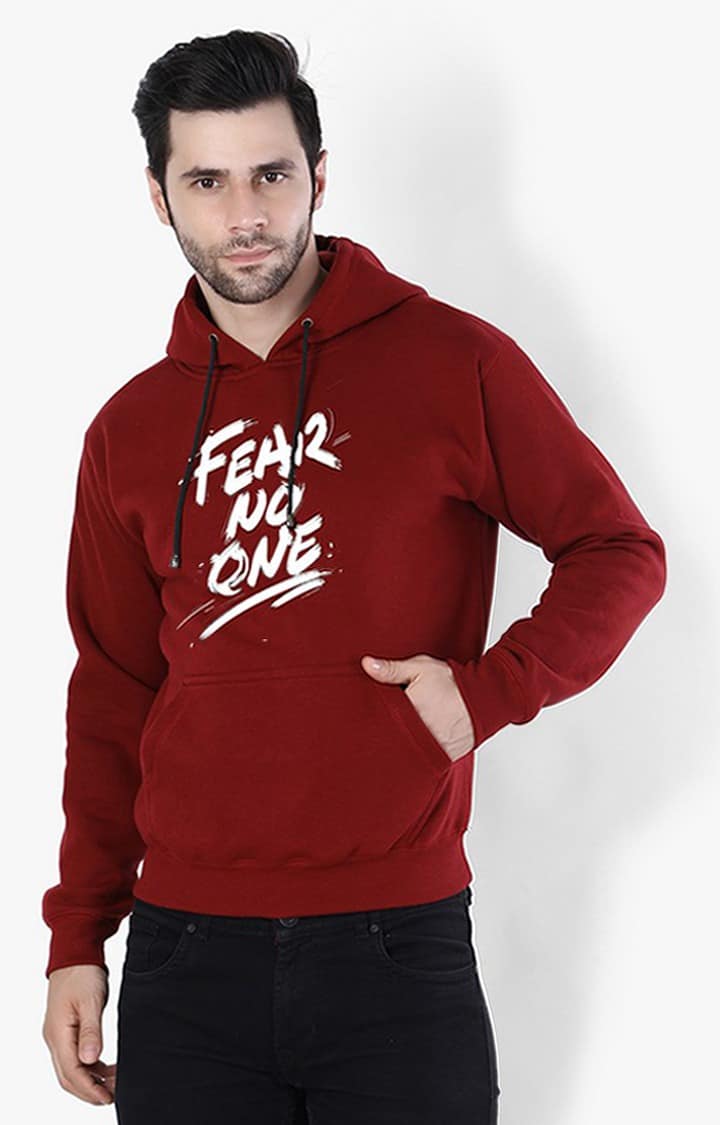 Men's Red Fleece Printed Hoodies