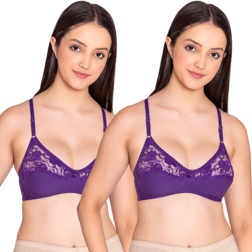 Bodycare polycotton wirefree adjustable straps designer net cup non padded bra-1535BB