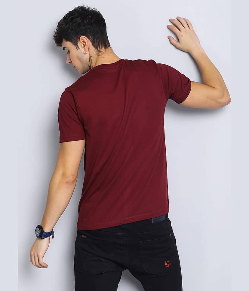 Paul Street Pack of 1 Cotton Blend Slim Fit Men's T-Shirt ( Maroon ) view 4