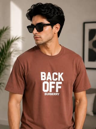 Men's front and back printed cotton halfsleeves round neck tshirt