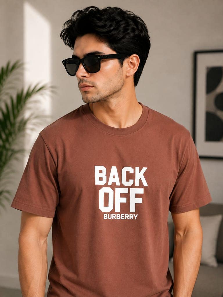 Men's front and back printed cotton halfsleeves round neck tshirt