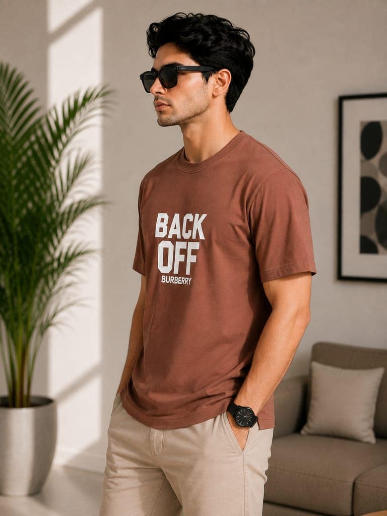 Men's front and back printed cotton halfsleeves round neck tshirt view 4