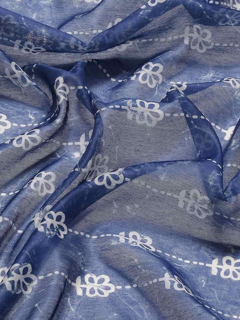 Women's Pure Cotton block print saree with unstiched blouse piece view 5