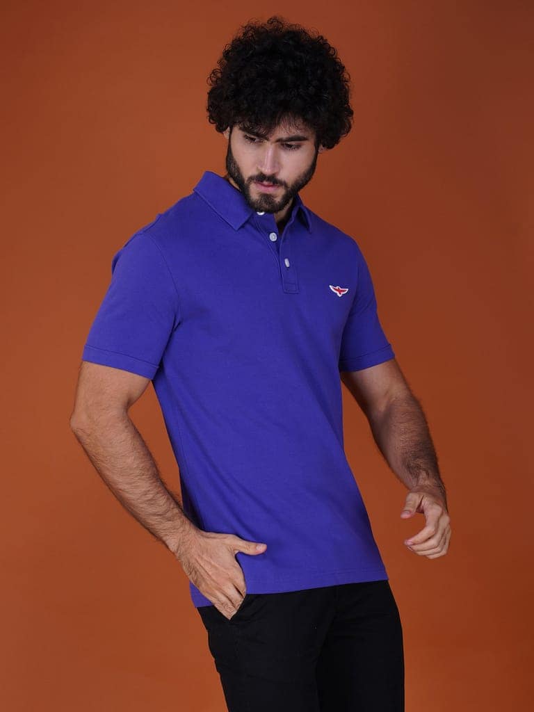 Solid Polo Shirt - PURPLE view 5