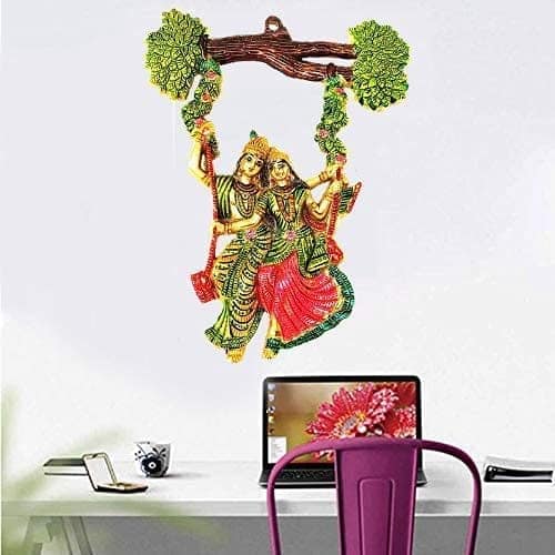 Metal Colorful Radha Krishna Jhula Figure for Wall Hanging/Decor Home/Temple/Office/Home Decoration/Worshiping/Gifting Purpose Item view 2
