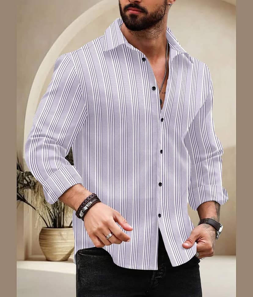Nofilter Cotton Blend Regular Fit Striped Full Sleeves Men's Casual Shirt - Purple ( Pack of 1 )